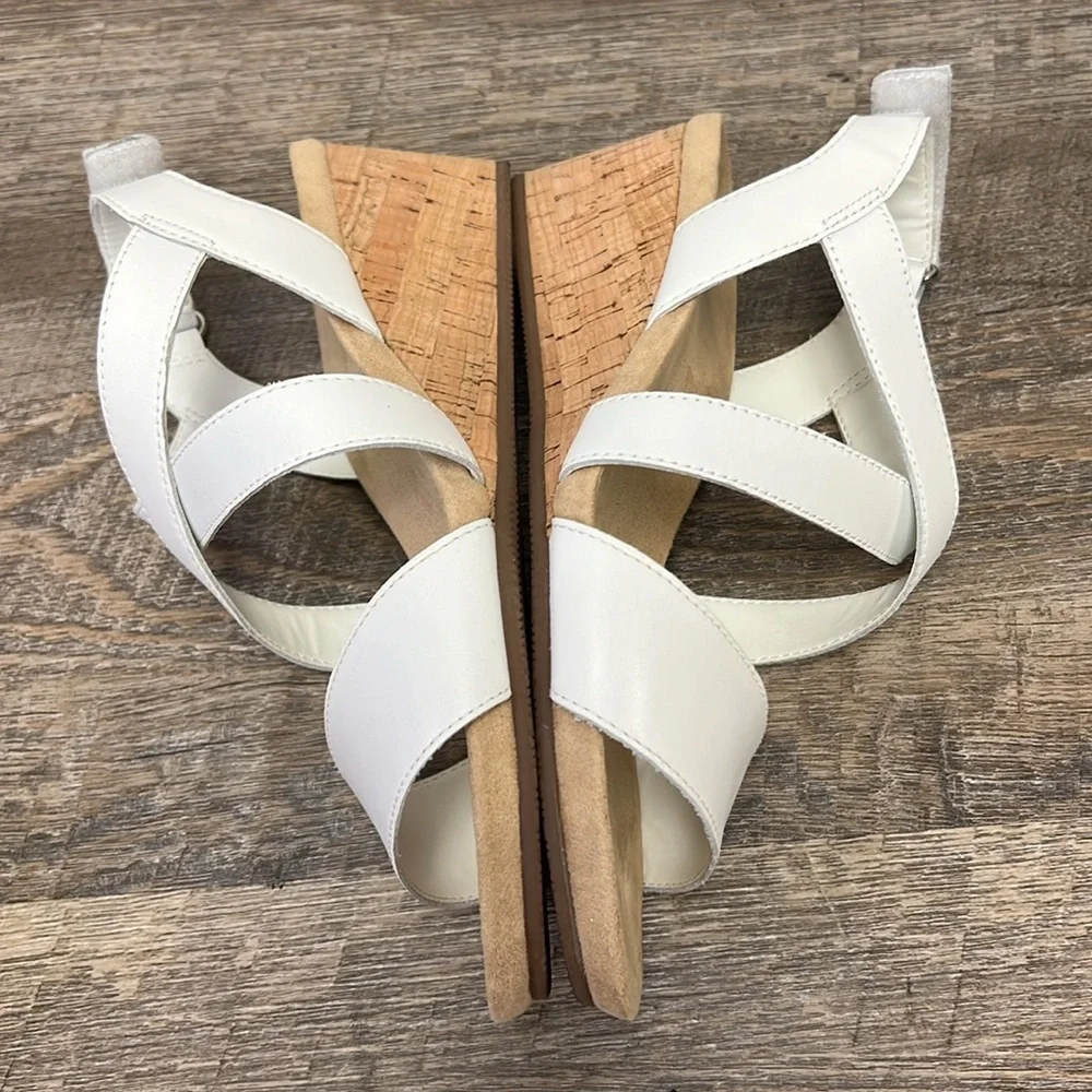 Lands End Comfort Cork Wedge Sandals Size 8D